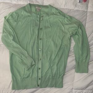 J. Crew Mint Green Button-Up Crewneck Cardigan